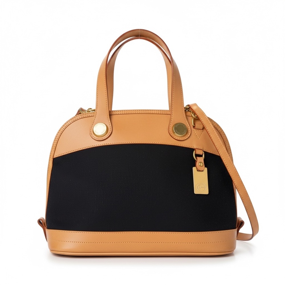Dooney & Bourke Black and Tan Dome Satchel